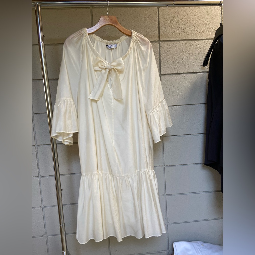 & Other Stories Cream Ruffled Tie Front Mini Dress